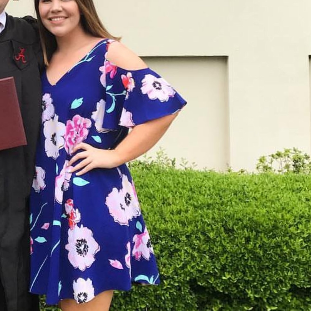 Kaari Blue Off-the-Shoulder Floral Dress